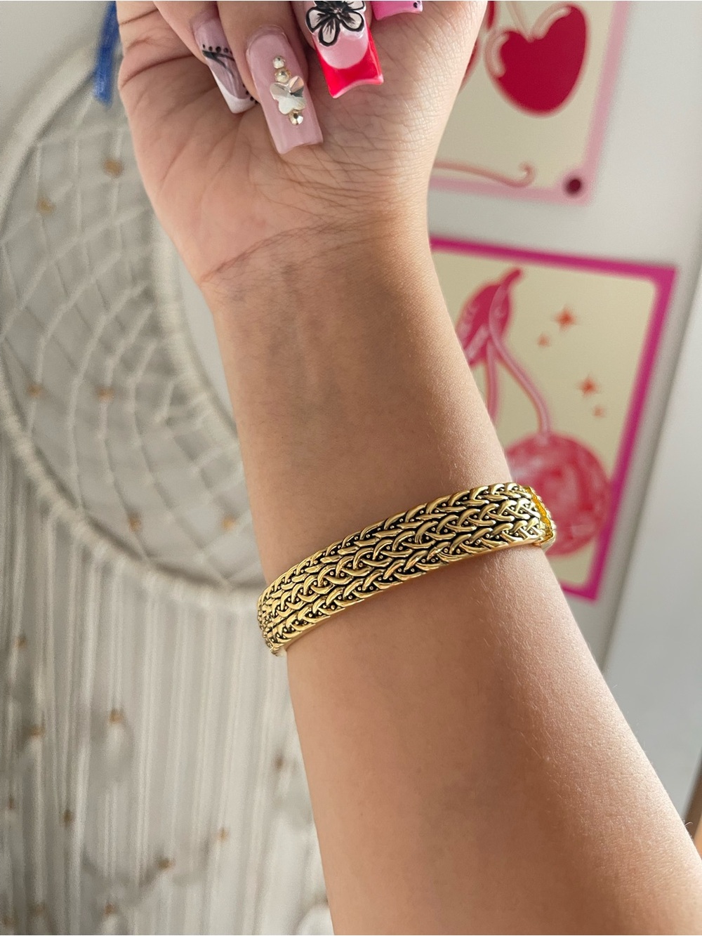 Braided Gold Cuff Bracelet - Women's Fashion Bracelet